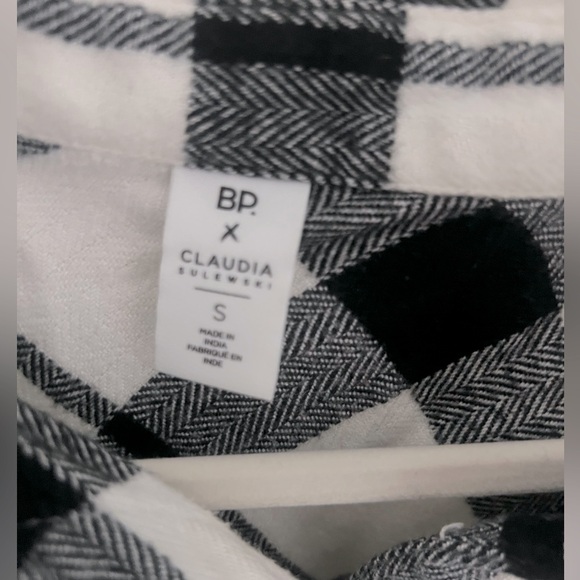 BP x Claudia Sulewski Black and White Long Sleeve Flannel Shirt Top Small - Picture 2 of 9